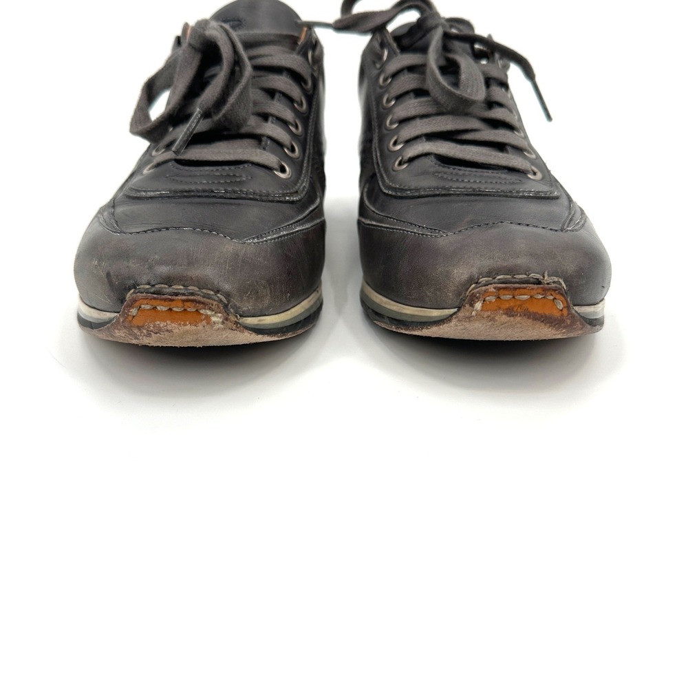Magnanni Cristian Calf Skin Leather Sneakers Dark Grey Lace Up Shoes Men's 8.5 M - Picture 3 of 11